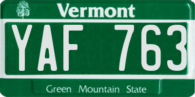 VT license plate YAF763