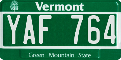 VT license plate YAF764
