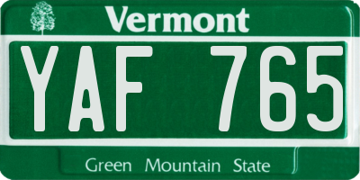 VT license plate YAF765