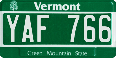 VT license plate YAF766