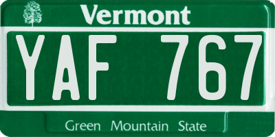 VT license plate YAF767