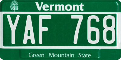 VT license plate YAF768