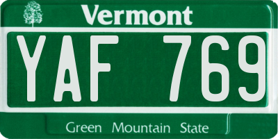 VT license plate YAF769