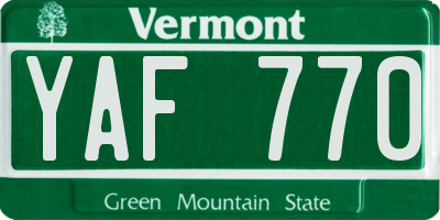 VT license plate YAF770