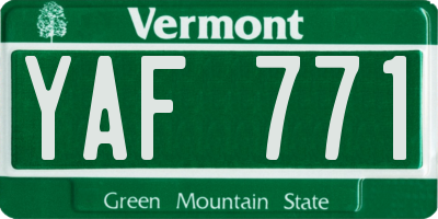 VT license plate YAF771