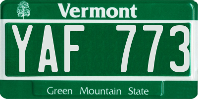 VT license plate YAF773