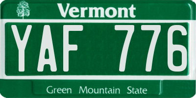 VT license plate YAF776