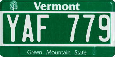 VT license plate YAF779