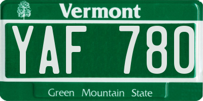 VT license plate YAF780