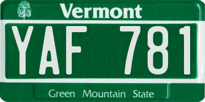 VT license plate YAF781