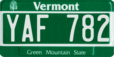 VT license plate YAF782