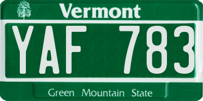 VT license plate YAF783