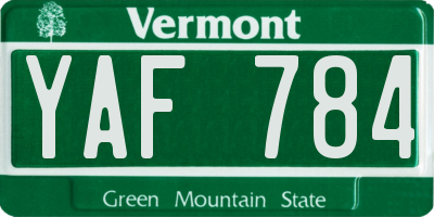 VT license plate YAF784