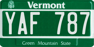 VT license plate YAF787