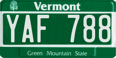 VT license plate YAF788
