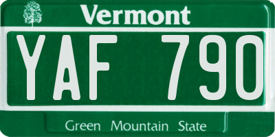VT license plate YAF790