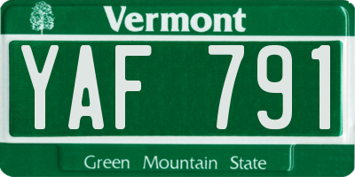VT license plate YAF791