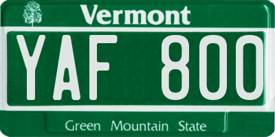 VT license plate YAF800
