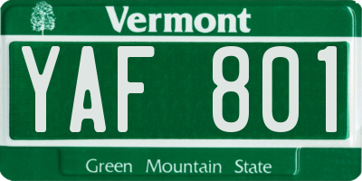 VT license plate YAF801