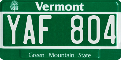 VT license plate YAF804