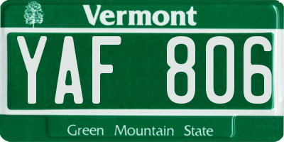 VT license plate YAF806