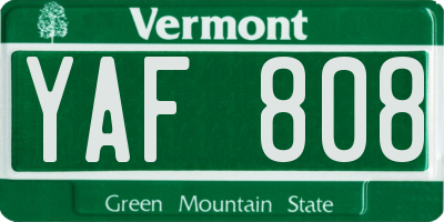 VT license plate YAF808