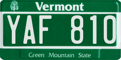 VT license plate YAF810