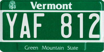 VT license plate YAF812