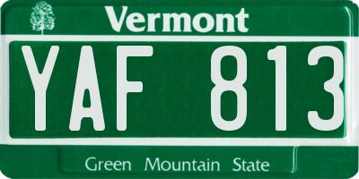 VT license plate YAF813