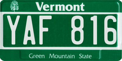 VT license plate YAF816