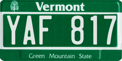 VT license plate YAF817