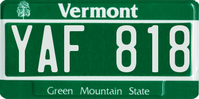 VT license plate YAF818