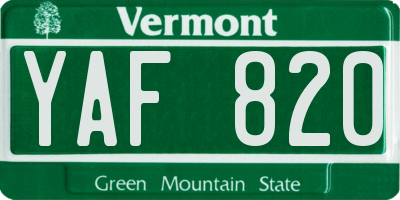 VT license plate YAF820