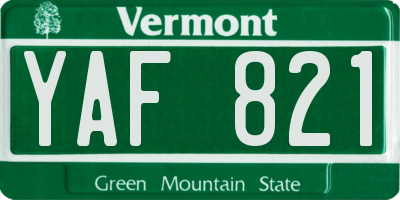 VT license plate YAF821