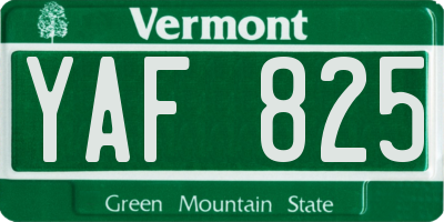 VT license plate YAF825