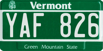 VT license plate YAF826