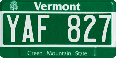 VT license plate YAF827