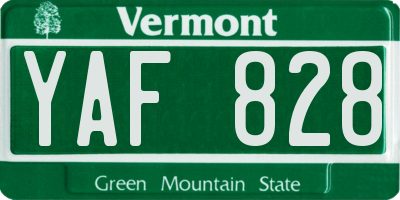 VT license plate YAF828