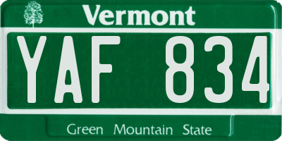 VT license plate YAF834