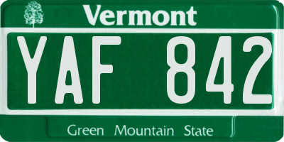 VT license plate YAF842