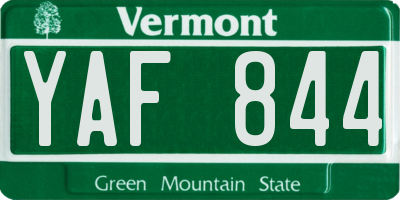 VT license plate YAF844