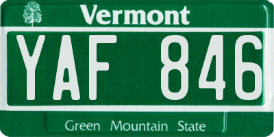 VT license plate YAF846
