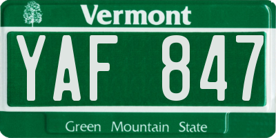 VT license plate YAF847