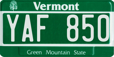 VT license plate YAF850