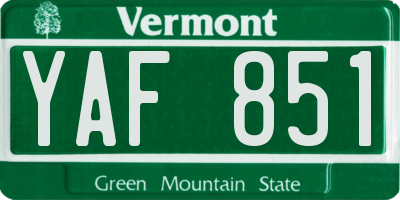 VT license plate YAF851