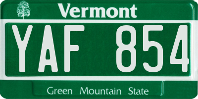 VT license plate YAF854