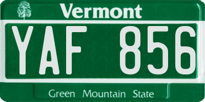 VT license plate YAF856