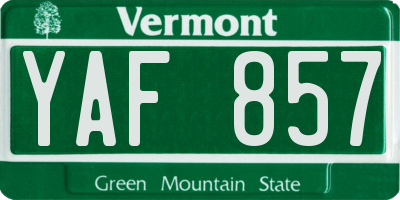 VT license plate YAF857