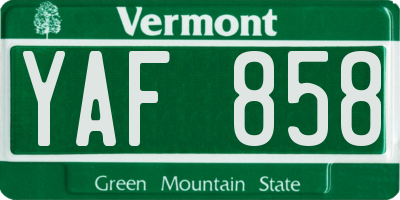 VT license plate YAF858