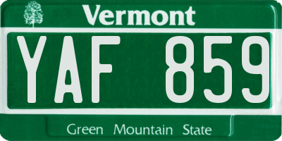 VT license plate YAF859